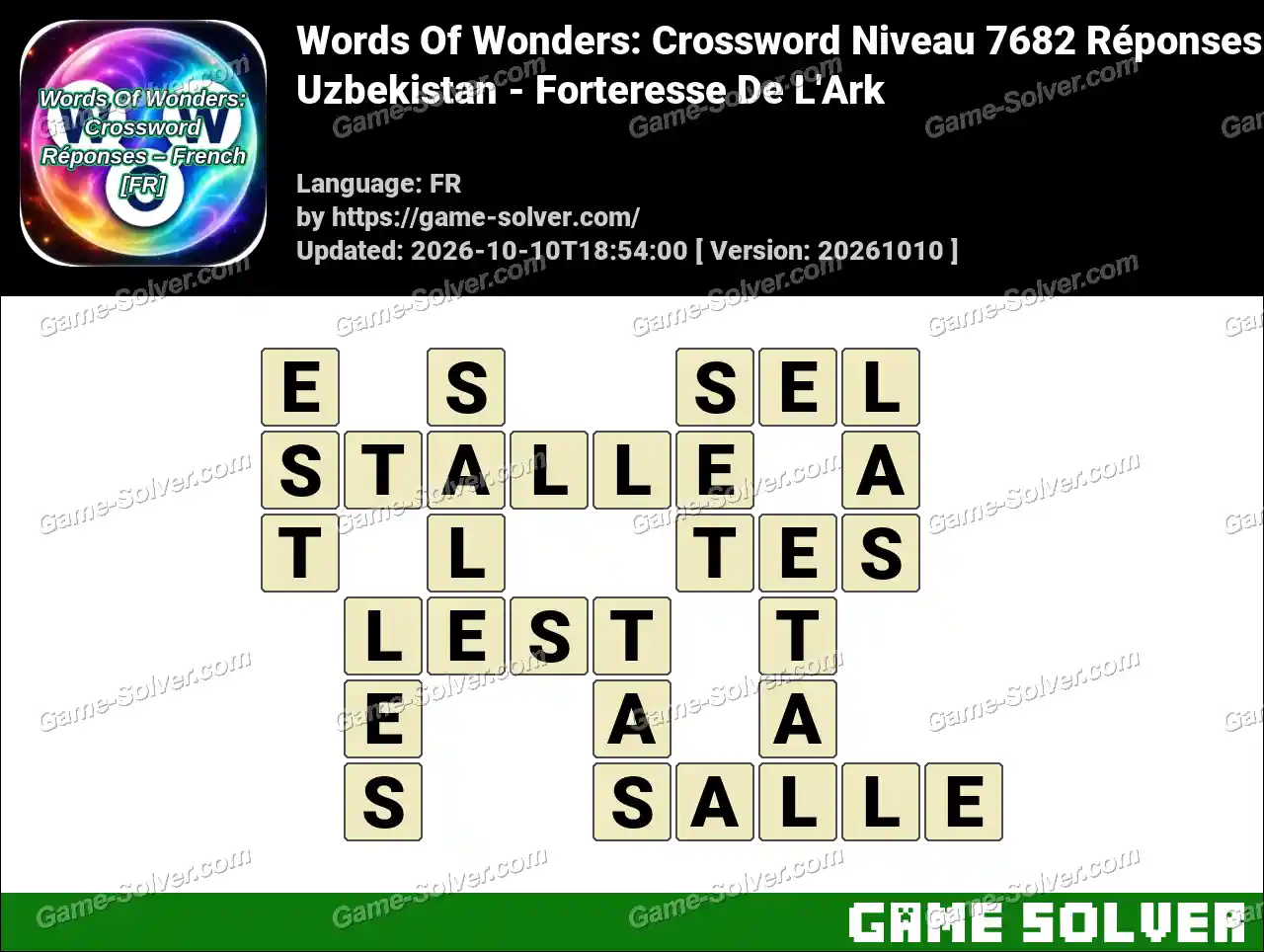 Words Of Wonders: Crossword Niveau 7682 Réponses – Uzbekistan – Forteresse De L’Ark